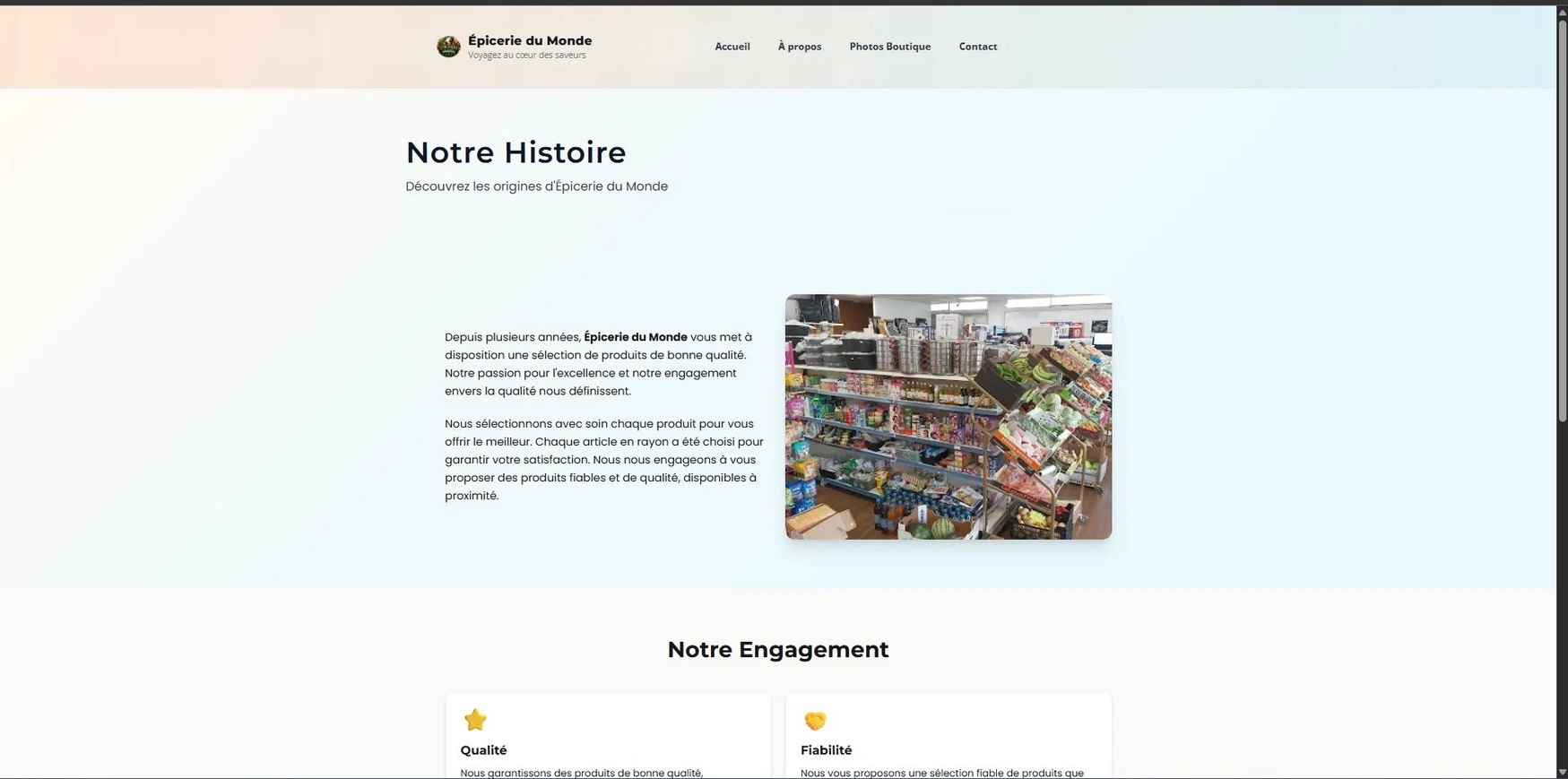 Notre histoire — capture du rapport.