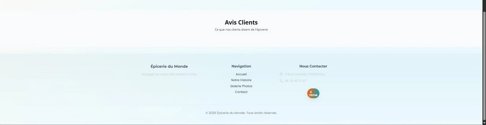Avis clients — capture du rapport.