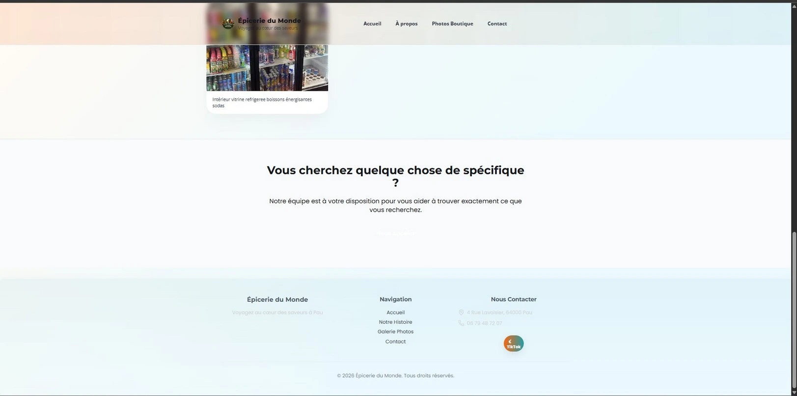 Produits de la boutique — capture du rapport.